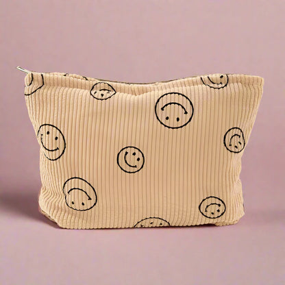 Smiley Face Corduroy Pouch