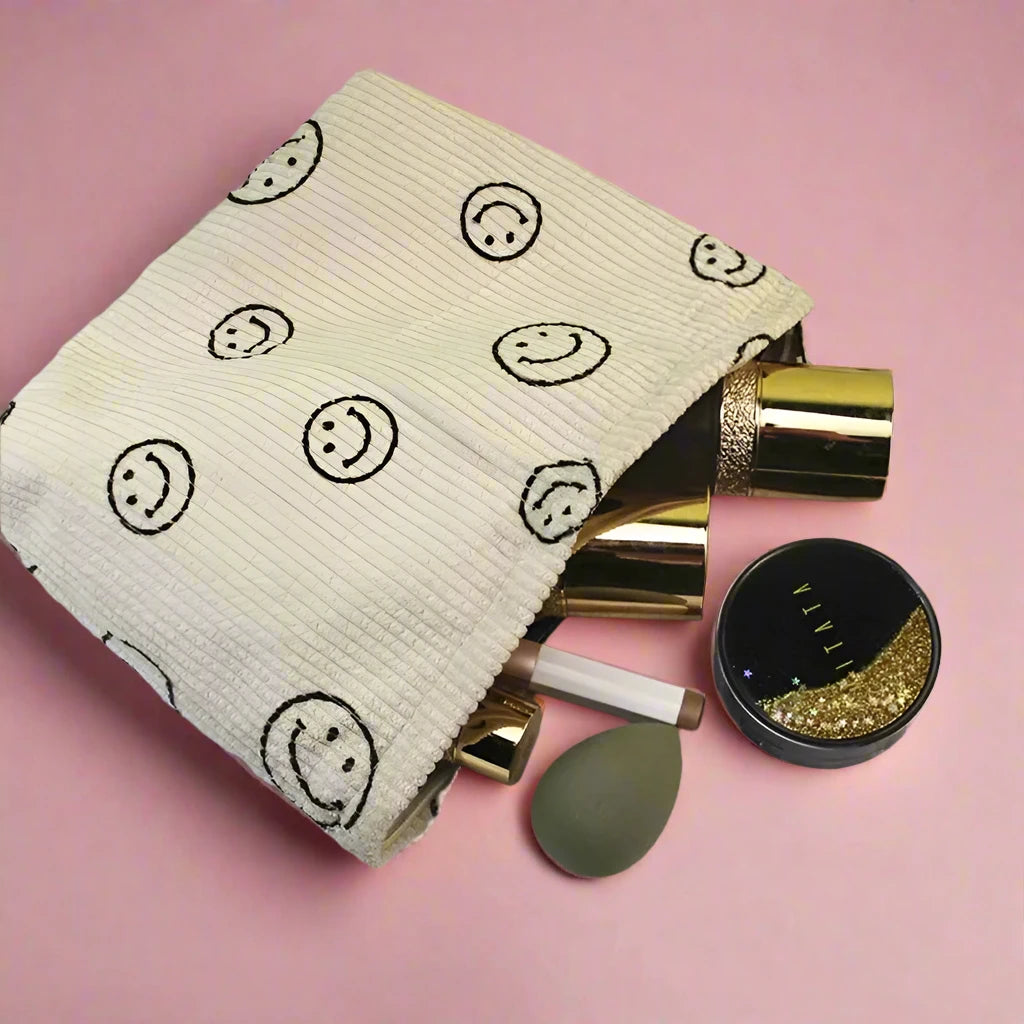 Smiley Face Corduroy Pouch